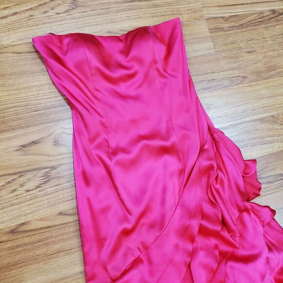 Stephen Yearick Strapless Gown HOT Pink Silk XS 2-4 Tiered Layered Skirt w/Tulle - Picture 12 of 16